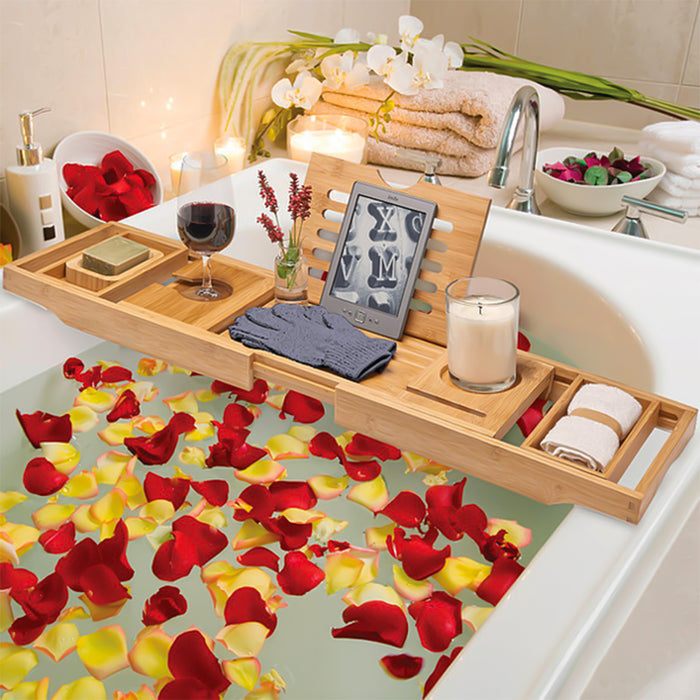 Bamboo Bath Tray Table Bathroom Tub Shelf Bath Desk Movable Pad Tablet  Holder
