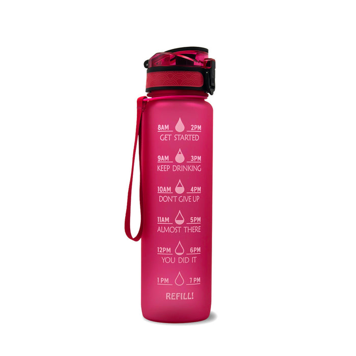 Travel Leakproof Frosted Plastic Water Bottle With Time Marker